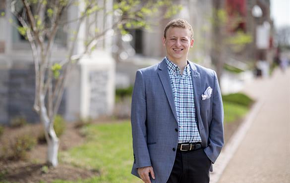 Michael Kramer will continue to develop his software platform Regavi while starting a job at Capital One. He holds an undergraduate degree from Olin Business School and is working toward his master's in data analytics and statistics. (Whitney Curtis)