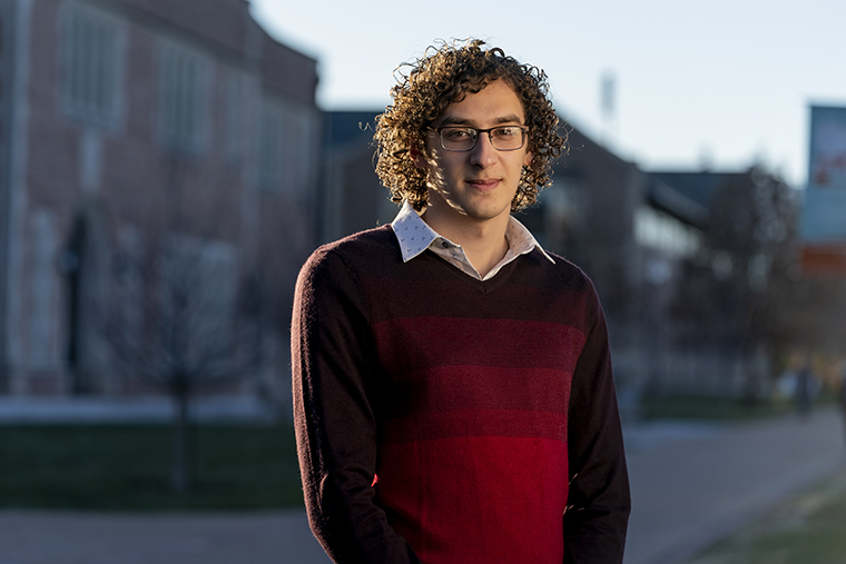 Senior Abdullah Kuziez has received the prestigious Marshall Scholarship, which provides American students the opportunity to earn an advanced degree in the United Kingdom. (Photo: Whitney Curtis/Washington University)