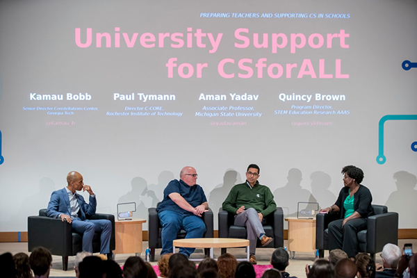 The CSforAll Summit, a two-day event designed to promote and support computer science curriculum for K-12 students, took place here Oct. 16-17. (Photo: Whitney Curtis/Washington University)