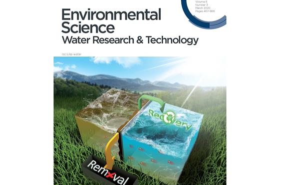 Research by Jason He and graduate student Matthew Ferby appears on the cover of Environmental Science Water Research & Technology's March 2020 issue.