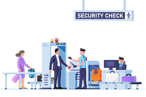 Illustration of TSA screening line