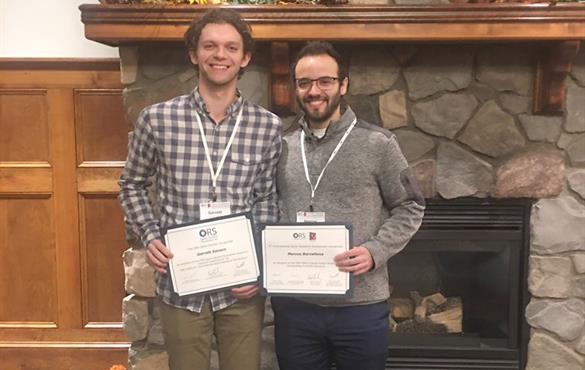 Easson, left, and Barcellona were recognized for their achievements during the 2019 Spine Section meeting of the Orthopaedic Research Society.