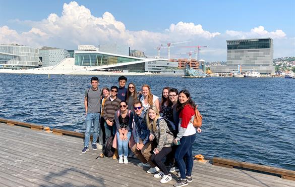 As part of the Summer in London experience, participants had the opportunity to take day trips throughout Europe. Here, a group poses in front of the Oslo Opera House in Norway. Submitted photo