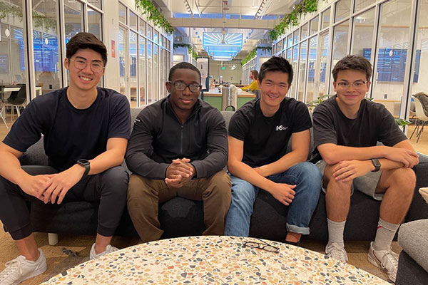 Pryce Yebesi, second from left, and his team founded Utopia Labs in September and have already earned $1.5 million in investments. Photo courtesy of Pryce Yebesi